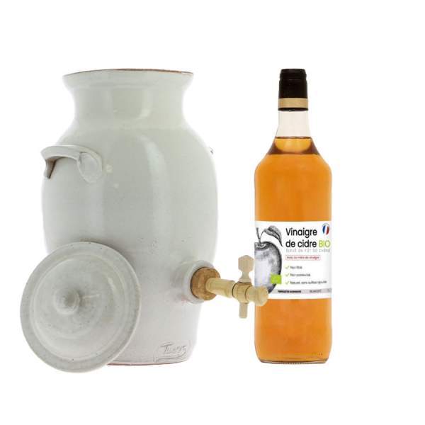 Kit de préparation de vinaigre de cidre (vinaigrier blanc + vinaigre et sa mère)