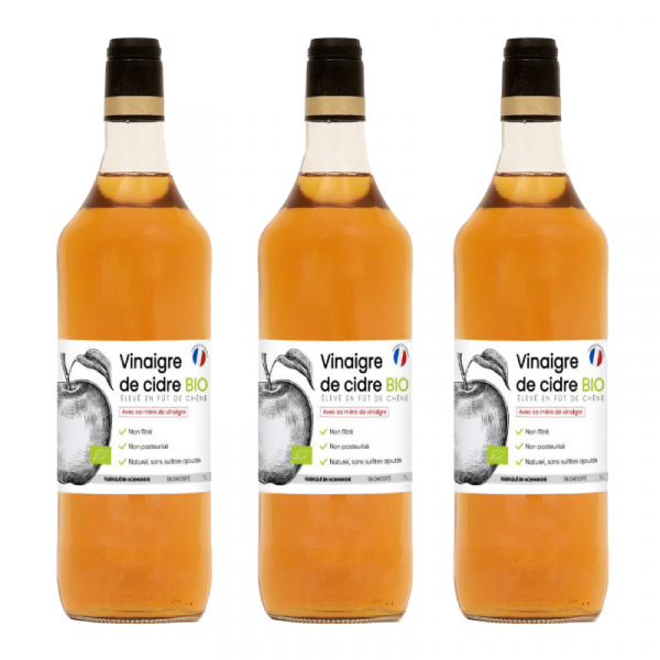 3 x Vinaigre de cidre BIO avec sa mère de vinaigre 1L