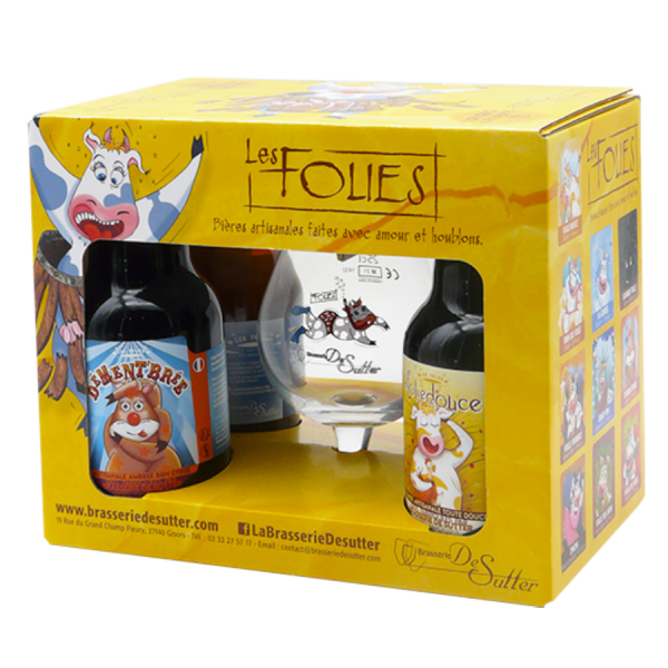 Coffret découverte bières blonde "Les Folies" + 1 verre (4x33cl)