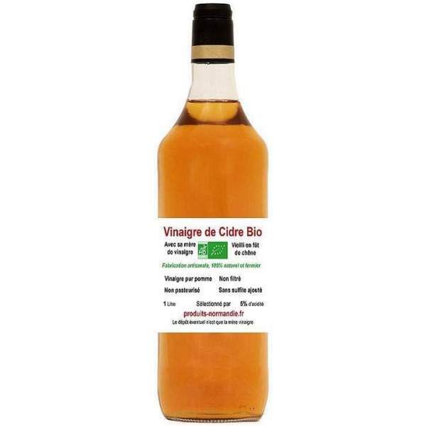 Vinaigre de cidre bio non pasteurisé sans sulfite 1L