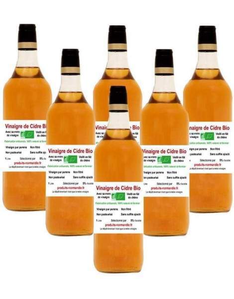 Vinaigre de cidre non pasteurisé sans sulfite 1L par 6