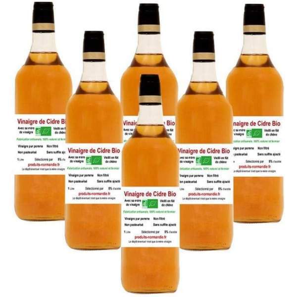 Vinaigre de cidre non pasteurisé sans sulfite 1L par 6